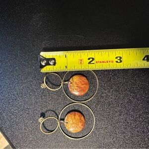 Red Creek Jasper Gold Hoop Dangle Earrings